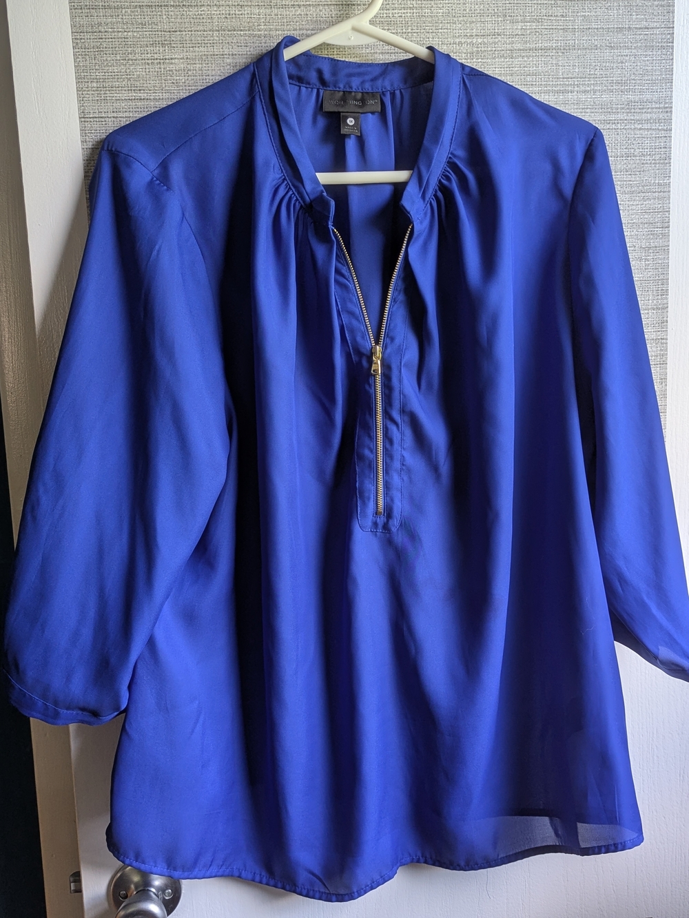 Worthington Royal Blue Zip-Neck Woman's Blouse